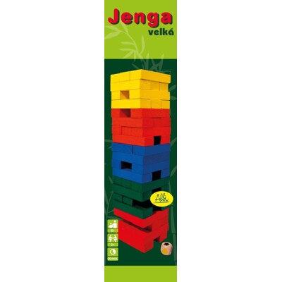 Jenga velká barevná s kostkou (32 cm)