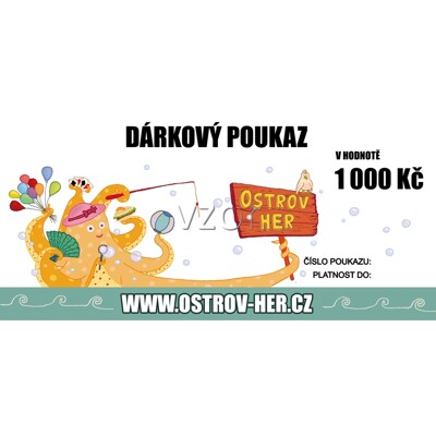 Dárkový poukaz na ostrov-her.cz - 1000 Kč