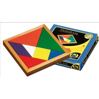 Tangram barevný - dřevěný v krabičce
