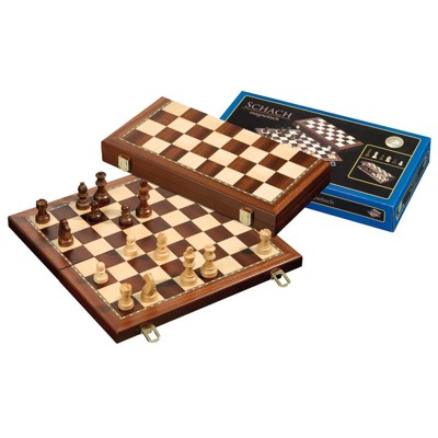 Šachy cestovní magnetické, dřevěné - 42 mm (intarzované)