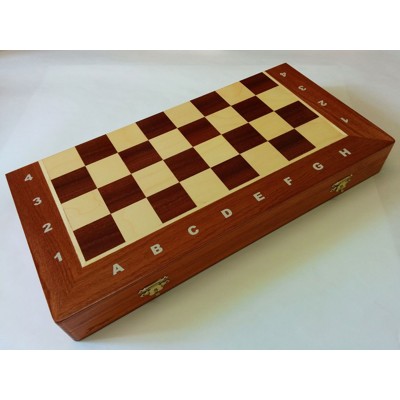 Dřevěná skládací intarzovaná šachovnice s úložným prostorem - velikost č.4