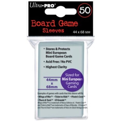 UltraPRO: 50 Board Game Sleeves - Mini European - 44mm x 68mm