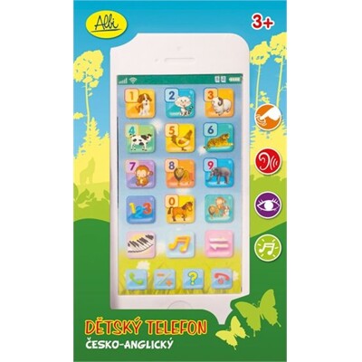 Dětský telefon - dvojjazyčný CZ/EN bílý