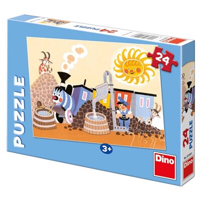 Puzzle - Veselá mašinka v depu (24 dílků)
