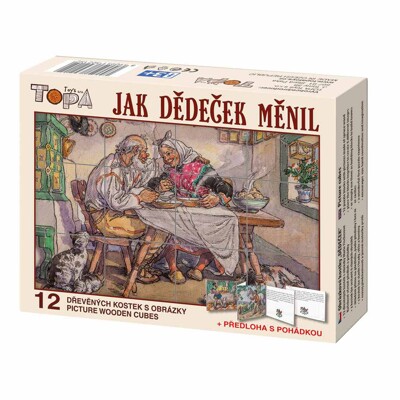 Dřevěné obrázkové kostky - Jak dědeček měnil + pohádka
