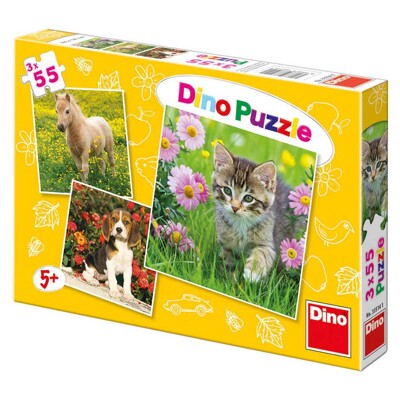 Puzzle - Zvířátka na zahradě (3 x 55 dílků)