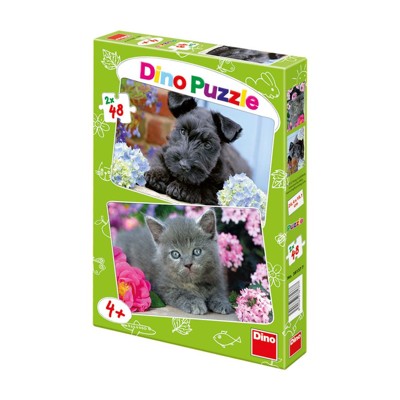 Puzzle - Pejsek a kočička (2 x 48 dílků)