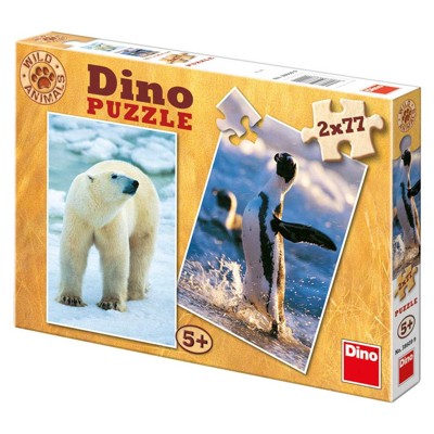 Puzzle - Lední medvěd a tučňáci (2 x 77 dílků)