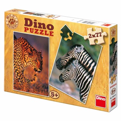 Puzzle - Jaguár a zebry (2 x 77 dílků)
