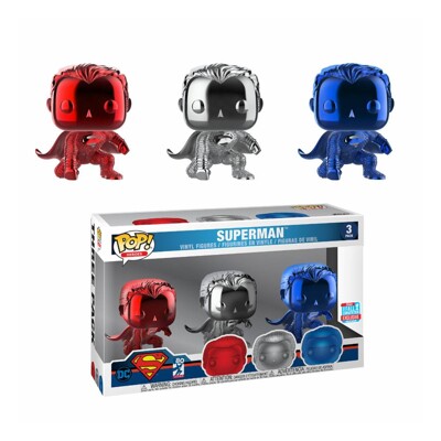 Funko POP: DC Justice League - Superman (Landing) (Chrome) Fall Convention 2018 (3-Pack)