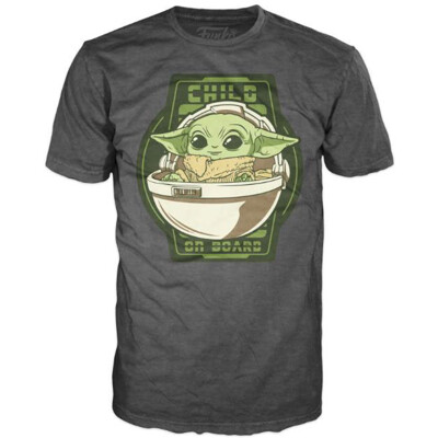 Funko POP Tee: Star Wars: The Mandalorian - Child On Board, tričko, Velikost - L