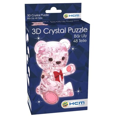 3D Crystal puzzle - Bär Lily Rosa (48 dílků)