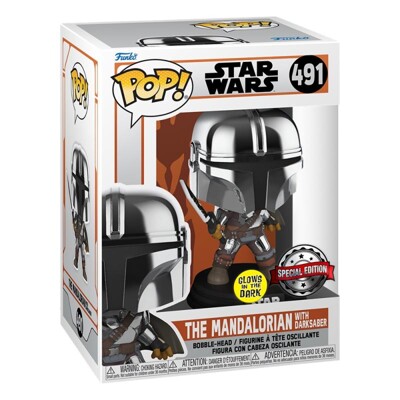Funko POP: Star Wars - The Mandalorian - The Mandalorian with Dark Saber (exclusive special edition GITD/MT)