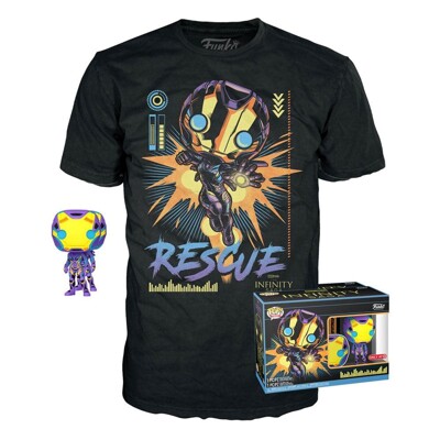 Funko POP Tee Box: Marvel: Rescue Blacklight, Funko figurka a tričko, Velikost - S