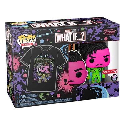 Funko POP Tee Box: Marvel: What If…? - Killmonger (Blacklight), Funko figurka a tričko, Velikost - L