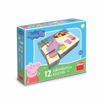 Dřevěné obrázkové kostky - Peppa Pig (12 kostek)