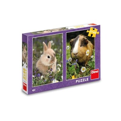 Puzzle - Králíček a morče (2 x 48 dílků)