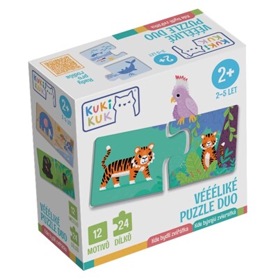 KukiKuk - Véééliké puzzle duo Kde bydlí zvířátka