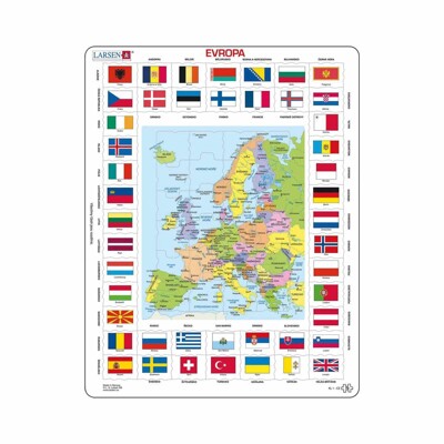 Evropa mapa / vlajky - Vzdělávací puzzle (70 dílků)