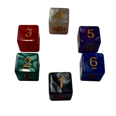 Kostka pearl 16 mm (čísla) - bílá