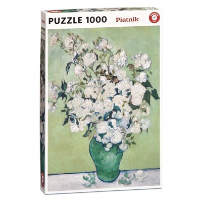Puzzle - Van Gogh - Váza s bílými růžemi (1000 dílků)