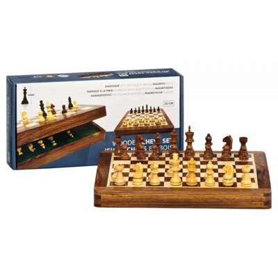 Šachy dřevěné magnetické - 25 cm