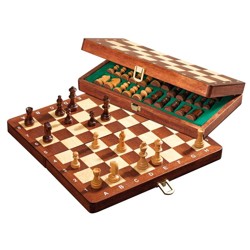Šachy cestovní magnetické, dřevěné DeLuxe - 30 mm