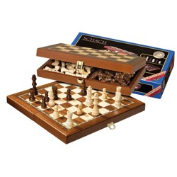 Šachy cestovní magnetické, dřevěné - 30 mm (zdob...