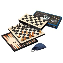 Šachy, Dáma + Backgammon set černý