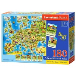 Mapa Evropy - Puzzle 180 dílků + 32 vzdělávacích...