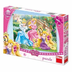Puzzle XL - Princezny s mazlíčky v parku (100 dí...