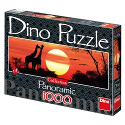 Puzzle Panoramic - Žirafy při západu slunce (100...