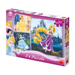 Puzzle - Princezny (3 x 55 dílků)