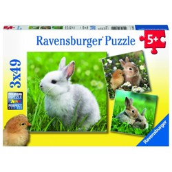 Puzzle -  Roztomilý králíček (3 x 49 dílků)