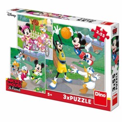 Puzzle - Mickey a Minnie sportovci (3 x 55 dílků)
