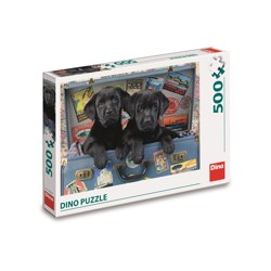 Puzzle - Štěňata v kufru (500 dílků)