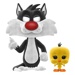 Funko POP Tee Box: Looney Tunes - Sylvester & Tweety (Flocked), Funko figurka a tričko, Velikost - S